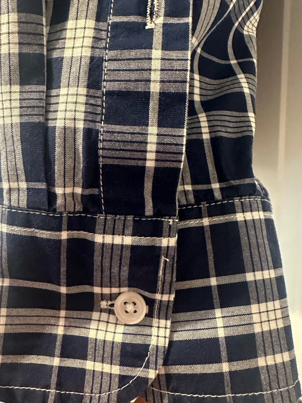 J. Crew Flex Washed Navy and White Tartan Plaid Button-Down Shirt Large Slim